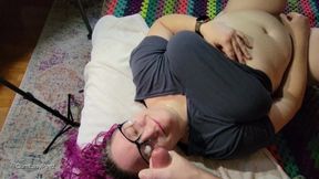 Cum on Her Glasses While She Plays with Herself