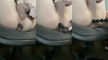 Lilia tugs anal beads from her butt!! ️️