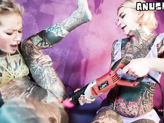 Inked Beauty's Anal Screw Machine Squirt, ATM