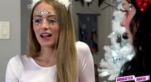 Alice and Kyler swap dads so they can bang their teen cunts as presents