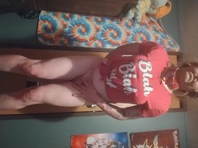 Cute femboy being using door to fuck dildo