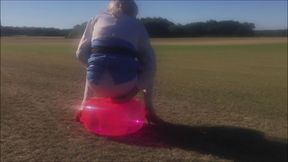 CD Slut Riding Dildo Seat Outdoors In A Field