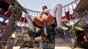 Lara Croft found an ancient totem in front of which she spread her legs and quickly came.