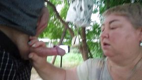 Jerking off my cock under the trees after work