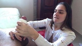 goza enquanto bato punheta para voce - boquete, gozada na boca, masturbacao egg toy, squirt masculino