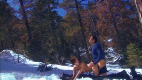 Smoking hot busty blonde chic rides a big dick during winter vacation