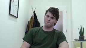 Adorable dude jerking off during his casting session
