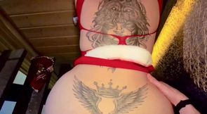 Stepson Celebrates Christmas with Mrs. Santa, She Came to Fulfill His Hot Fantasies, Anal and Cum