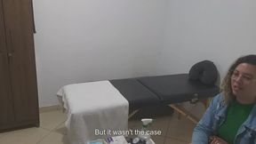 Real doctor examines the patient's anus and breasts.