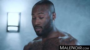 MaleNoir.com - Inked black tops plow pretty white bottom in intense gangbang