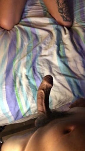 Brunette with a gorgeous ass gets her pussy fucked with a thick stick