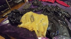 Ms Naughty dresses in multi layers of latex and goes shopping!