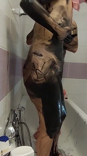 Amateur Couple Takes Bath, Wife Hairy Pussy, Big Ass, Big Tits.