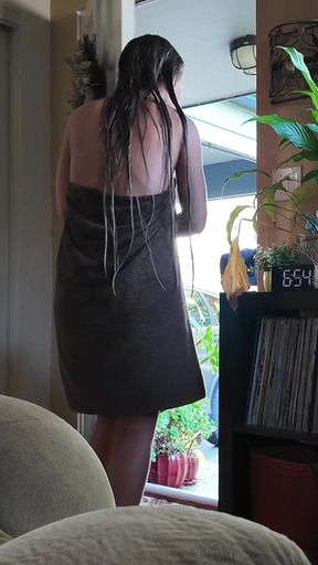 Flirty babe caught flashing in public