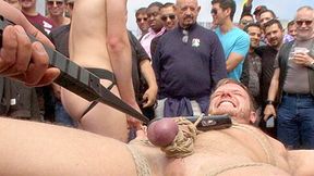 Cock hungry whore cattle prodded and fucked at Dore Alley Street Fair