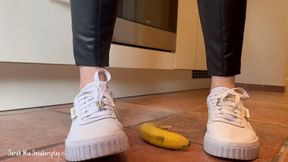 My Puma Cali Sneakers crushing a lot of bananas - 4K