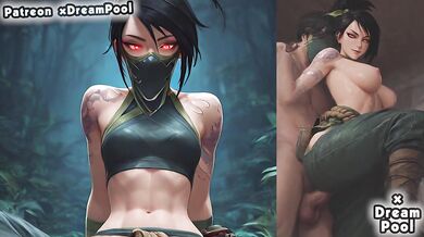 Akali gets throat fucked by League hentai blowjob cumshot