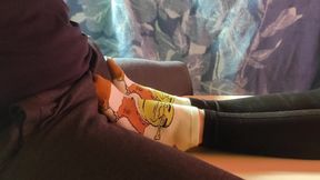Giving sockjob and he cums on my socks