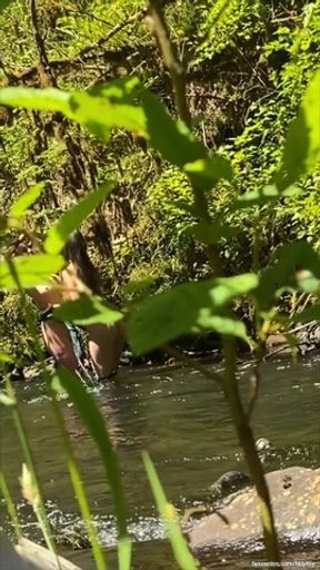 Cooling off in the creek with Audrina Love