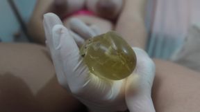 My Indian Stepsister Circumcises and Threads a Dildo in White Medical Gloves Then Plays with the Dildo and Finally Masturbates