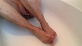 Gorgeous Male feet with toe rings in shower