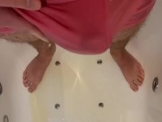 Twink piss in pink Calvin Klein underwear