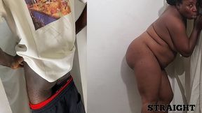 sexy tall guy from my office comes over for a suck while i hide behind the gloryhole curtain
