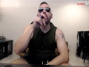 English Leather Master - Worship me after my gym workout as I smoke a Cigar