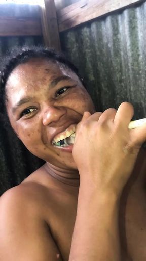 Dominican woman showering while being filmed