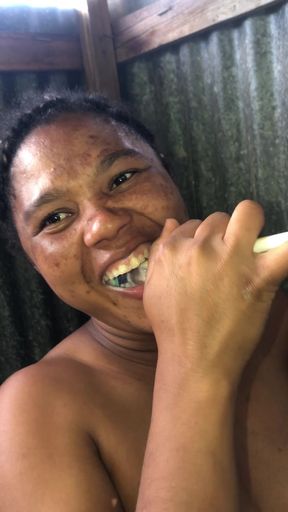 Dominican woman showering while being filmed