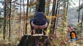 Mature milf mom outdoors with stockings and heels &mdash;  anal&#x1F44C; on leash &mdash;  pissing