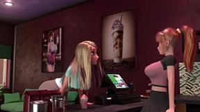 Futanari babes masturbate with handjobs and blowjobs in a candy shop