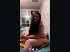Urine fetish brunette teenie toying with both holes
