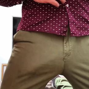 Horny Guy Touching His Big Dick In Pants - Cumshot - Moaning