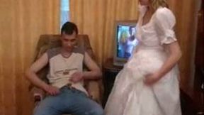 Light haired beauty pleases my cock right before a wedding