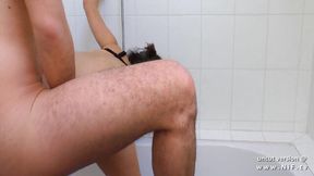 Naughty amateur french mom seduces young guy and gives her ass in the bathroom