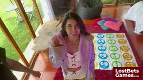 Amelia and Lucas are twisting up the heat with a strip Twister