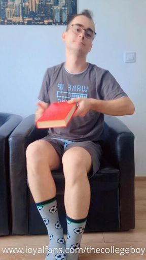 This cute boy came from college and jerks off before playing the Playstation