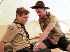 Stud scout barebacks twink in tent