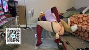 Furry femboy fucked by machine with long dildo