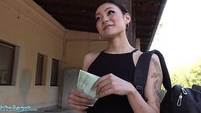 Hot asian babe agreed to fuck with me for some cash! Her moans are wild!