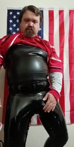 Latex pants and leather top
