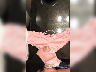 Cumming on my gfs sexy satin panties