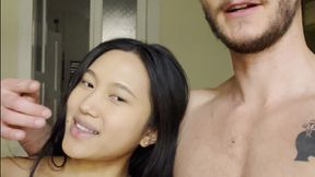 Busty Asian Girl Squirts on Bald German Tourist