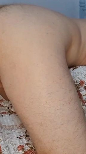 Mistress Badkittyb Fucking Fat Ass Husband with Big Dildo While Squeezing His Tied Blue Balls