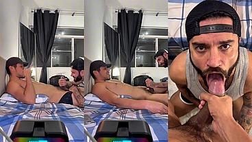 Cara barbudo deu uma boa mamada e engoliu o leite