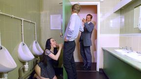 Boss's Daughter Alessa Savage Swallows Huge Cock in Company Bathroom, XXX Video