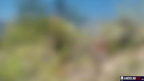 Two hikers one trail big cock blown outside French cum in mouth