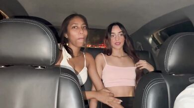 My horny stepsister fucked me up the ass in a taxi while the driver pumped gas