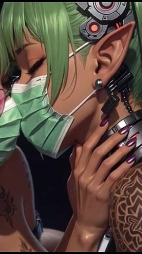 149. Green Cyberpunk Sexy Girl Topless Dance and Bounce Ass Music Video
